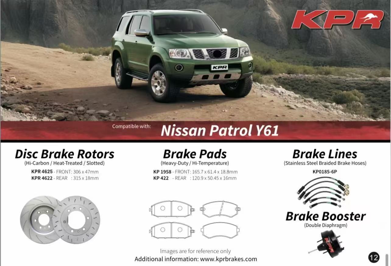 KPR Brakes - 4x4 4WD Brake Upgrades (Disc Rotors / Brake Pads / Brake Hose / Brake Booster ) FOR NISSAN PATROL Y61