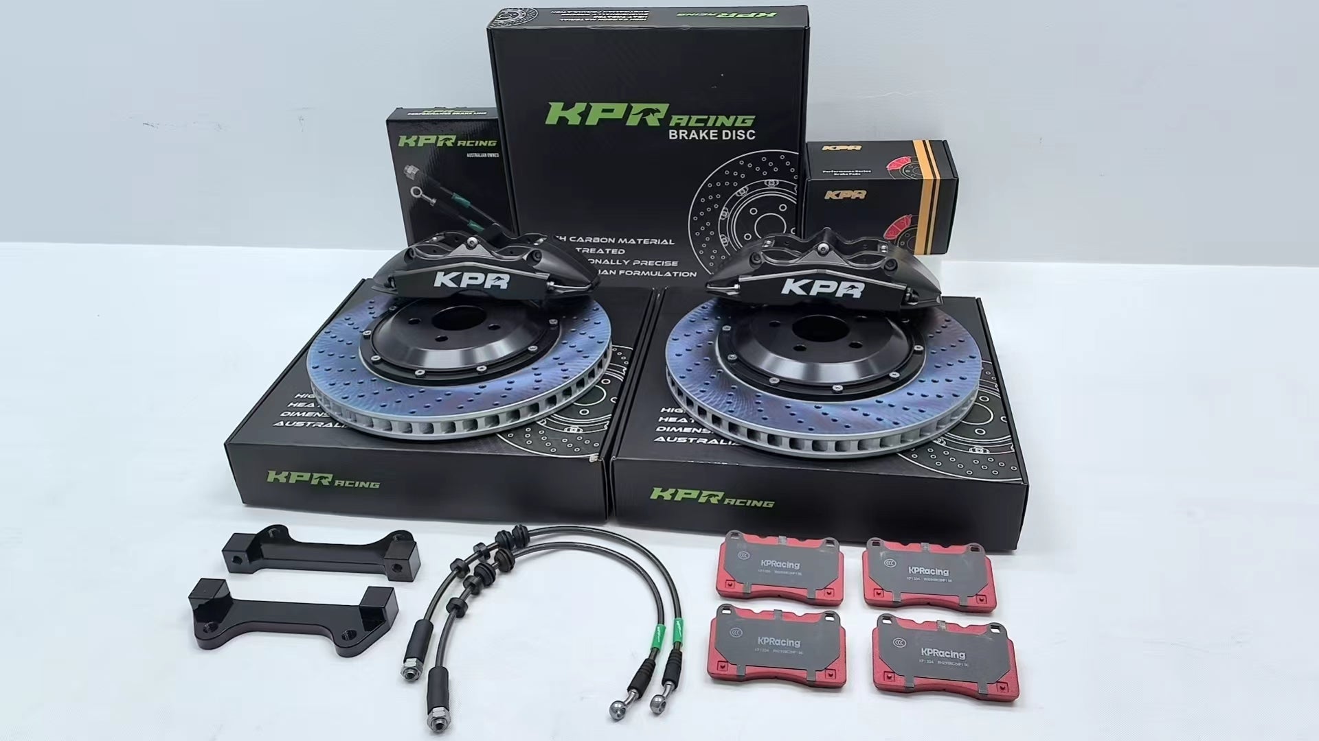 KPR BRAKES RED SP6 PRO CALIPERS 6POT + 345mm ROTORS FRONT BIG BRAKE KIT + REAR HT4S Slotted Rotor 323mm with KPR HD PADS FOR GWM TANK500 (Tank 500)