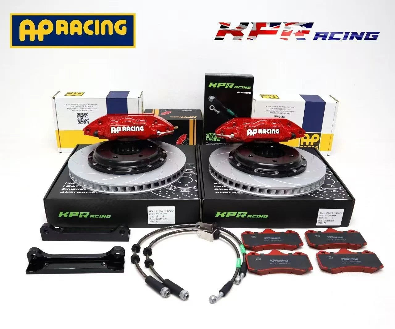 REAR- AP Racing CP9202 CALIPERS + KPR PERFORMANCE SLOTTED  ROTORS Big brake Upgrade kit SUIT LANDCRUISER