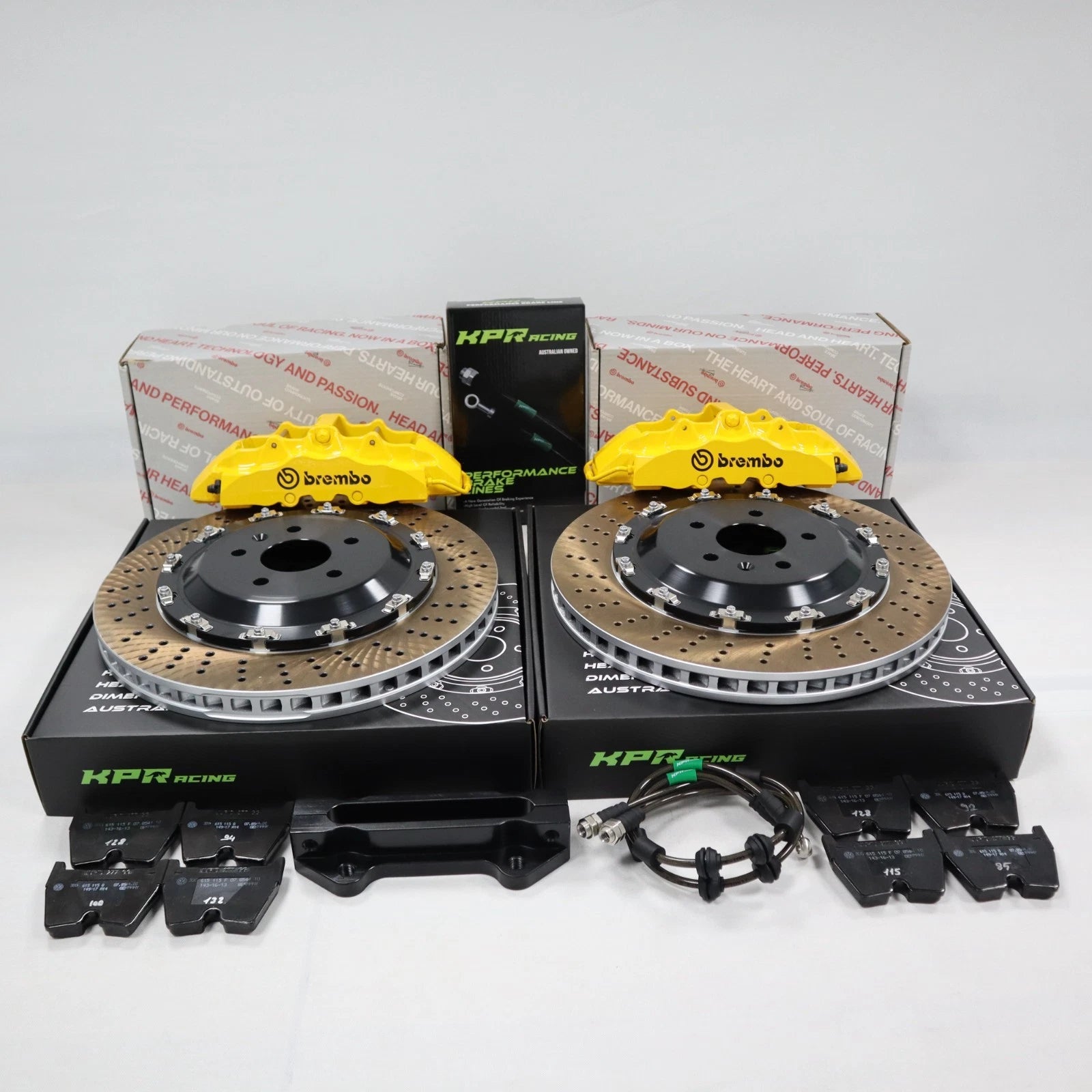 BREMBO GT 6pot Caliper + ROTOR + Pads Full Brake Kit -customised brackets /Hats BBK