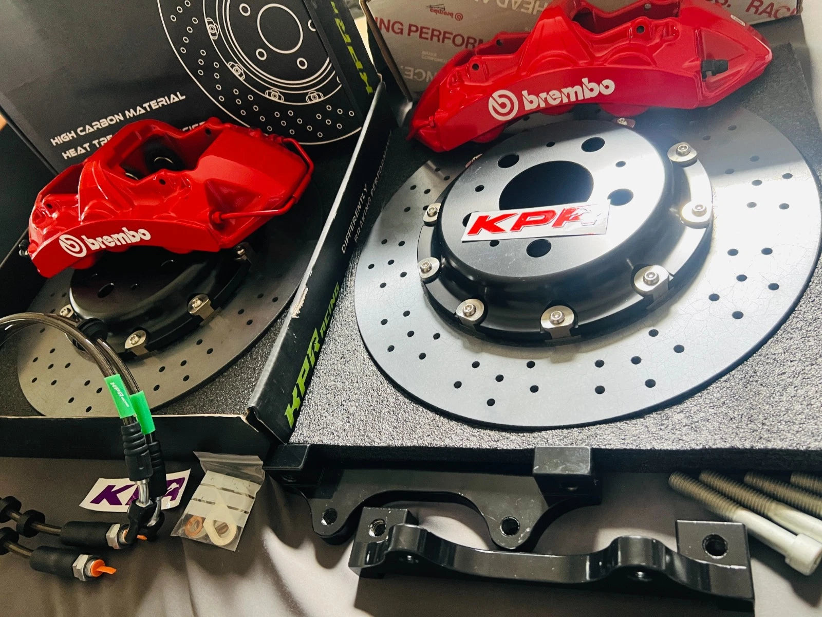 BREMBO GT6 CALIPERS + KPR Carbon Ceramic Rotors (CCB) FULL BRAKE KIT FITS TESLA